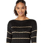 Suéter de tricô listrado Ralph Lauren feminino, preto, tamanho X-S