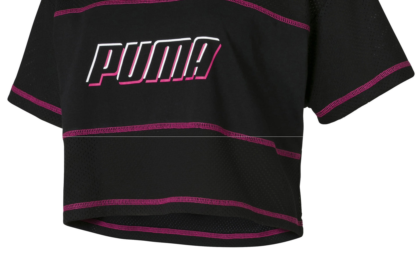 Camiseta Puma Feminina Modern Sports Cotton Mesh Colorblocked Cropped Preta Tamanho XS