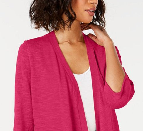 Cardigan feminino Alfani de linho com frente aberta, rosa, tamanho pequeno e pequeno