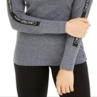 Camiseta Calvin Klein Performance Logo-Stripe Mock-Gola Cinza Tamanho G