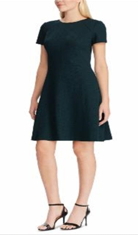 Vestido feminino Ralph Lauren Ponte Fit and Flare, verde, tamanho 6