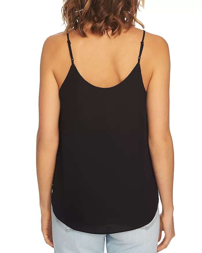 1.STATE Top de camisola feminino de chiffon preto - tamanho médio