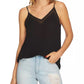 1.STATE Top de camisola feminino de chiffon preto - tamanho médio