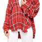 Camisa feminina Free People Hidden Valley com botões, vermelha escarlate, tamanho extrapequeno