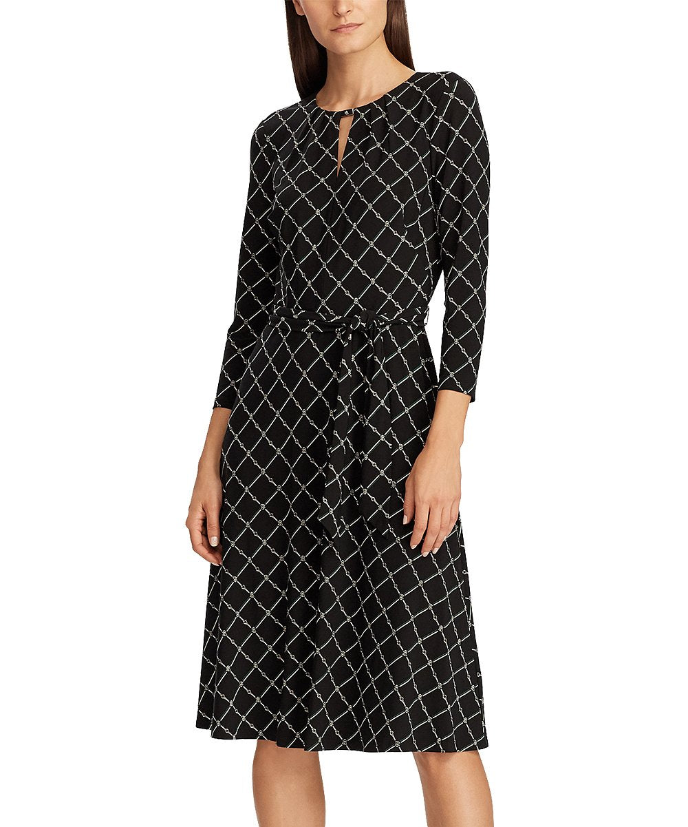 Vestido Equestre Feminino Ralph Lauren Keyhole A Line Preto Tamanho 4 Petite