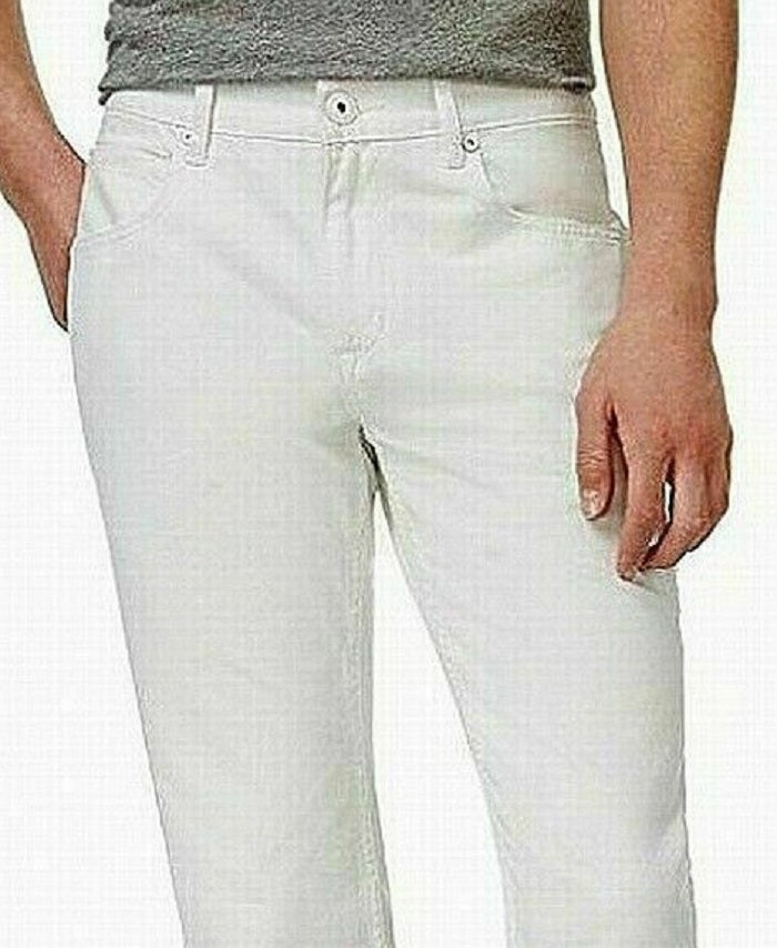 Calça jeans elástica de perna reta clássica masculina INC Berlin, branca, tamanho 40x30