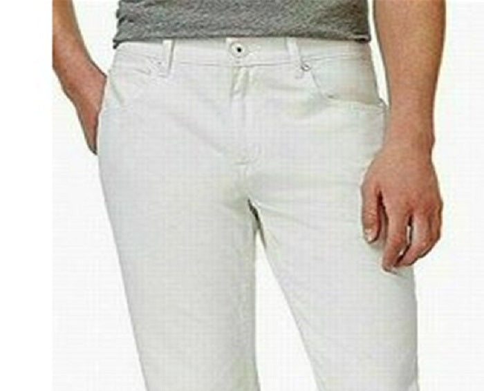 Calça jeans elástica clássica masculina Berlin, perna reta, branca, tamanho 33x30