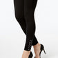 Leggings femininas com detalhes em cadarço da INC International Concepts, pretas, tamanho 2P