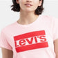 Camiseta Levi's com estampa de logotipo flocado rosa tamanho GG