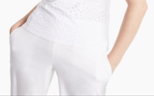 Blusa feminina de algodão com ilhós e gola quadrada, tamanho grande, branca, da INC International Concepts