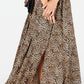 Vestido-camisa feminino INC com estampa de leopardo e manga cotovelo, longo, marrom, tamanho 4