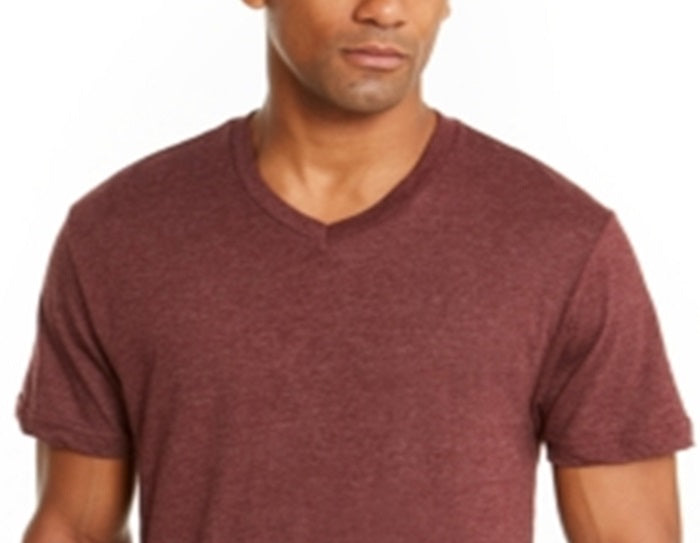 Camiseta masculina Alfani com decote em V, vermelha, tamanho XL