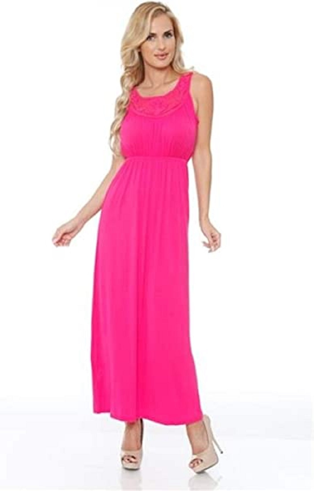 Vestido longo sem mangas Katherine feminino White Mark, rosa, tamanho grande