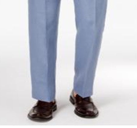 Calça social masculina Ralph Lauren Classic Fit de linho liso, azul, tamanho 34x32