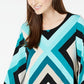 Blusa feminina Alfani Chevron com bainha em V, preta, tamanho pequeno P