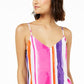Blusa listrada feminina Bar III com decote em V, rosa, tamanho pequeno