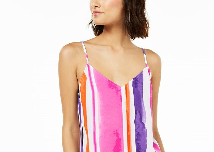 Blusa listrada feminina Bar III com decote em V, rosa, tamanho pequeno