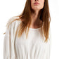 Blusa feminina Alfani com frente franzida e manga comprida, branca, tamanho GG