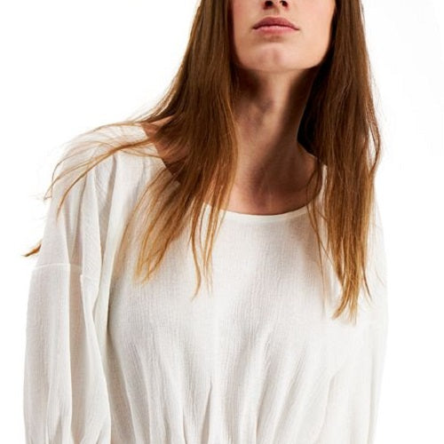 Blusa feminina Alfani com frente franzida e manga comprida, branca, tamanho GG