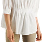 Blusa feminina Alfani com frente franzida e manga comprida, branca, tamanho GG