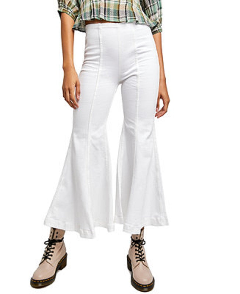 Calça jeans feminina Cha Cha Flare da Free People, branca, tamanho 24