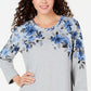 Moletom feminino esportivo com estampa floral Karen Scott cinza tamanho XS