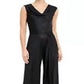 Macacão feminino com cinto e pernas largas da Connected Apparel, preto, tamanho 14W