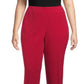 Calça feminina Kasper Plus Stretch Crepe Slim Leg Vermelha Tamanho 14W