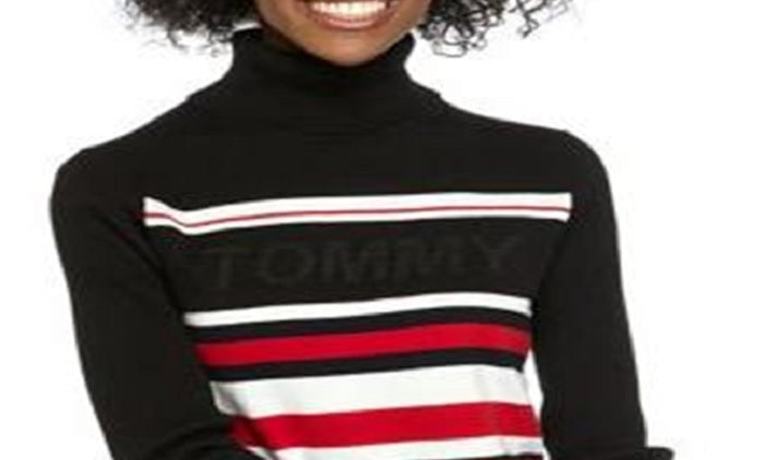 Suéter feminino Tommy Hilfiger estampado manga comprida preto tamanho grande