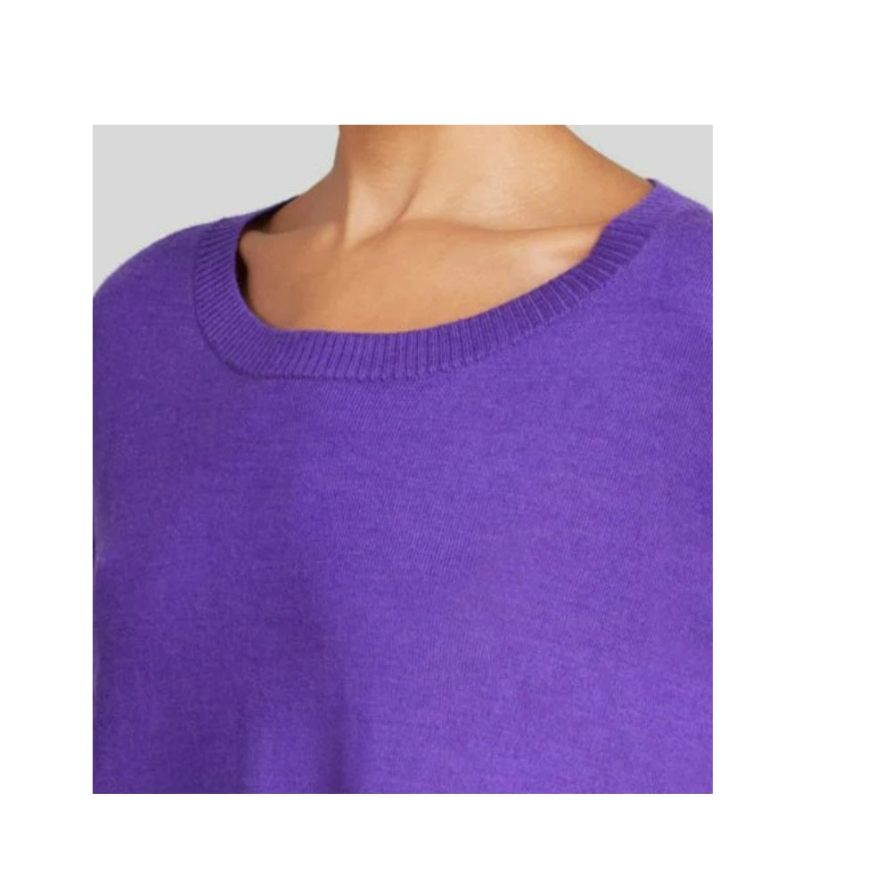 Suéter de lã feminino Eileen Fisher, roxo, tamanho pequeno