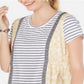 Camiseta feminina listrada com estampa mista Style &amp; Co, tamanho pequeno, amarela