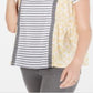 Camiseta feminina listrada com estampa mista Style &amp; Co, tamanho pequeno, amarela