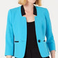 Le Suit Feminino Gola Xale Terno Azul Tamanho 2 Petite