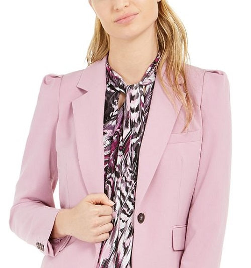 Blazer feminino Bar III com ombros bufantes e um botão, rosa, tamanho 4