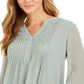 Blusa feminina Charter Club com babados duplos texturizados e franzidos, tamanho regular e pequeno, verde, tamanho XL