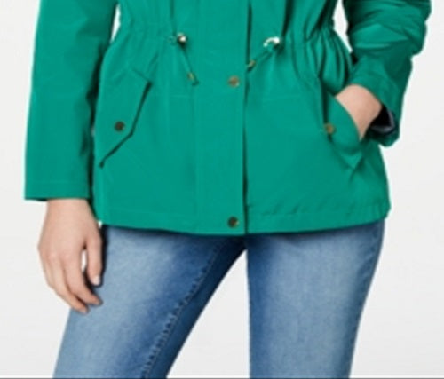 Jaqueta anoraque feminina resistente à água com capuz Charter Club, verde, tamanho XS