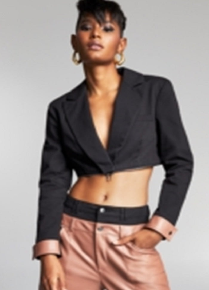 Calça feminina Bar III de couro sintético com cós duplo, marrom, tamanho XXXL