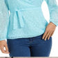 Charter Club Feminino Clip Dot Wrap Top Azul Tamanho Pequeno