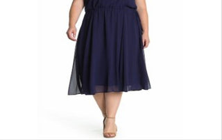 Vestido feminino Anne Klein Plus com cordão MIDI, azul, tamanho 1X