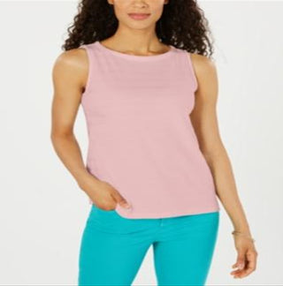 Charter Club Women's Textured Cotton Tank Top Pink Size X-Large