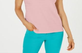 Charter Club Women's Textured Cotton Tank Top Pink Size X-Large