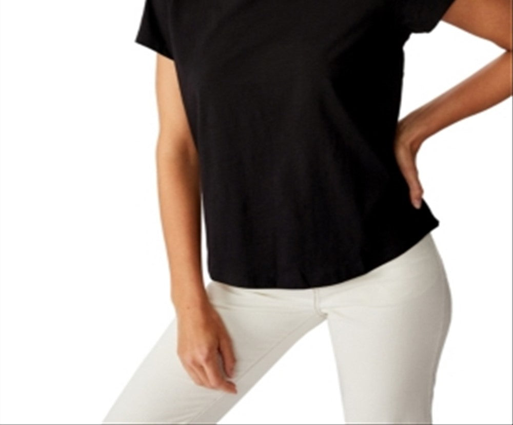 Camiseta feminina Cotton on the One Crew preta tamanho X-S