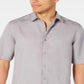 Camisa Alfani Masculina Lagoon Stretch Linho Misto Cinza Tamanho Grande