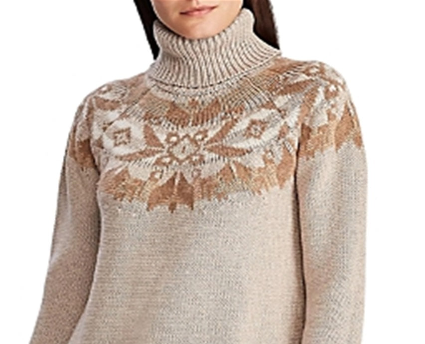 Suéter Ralph Lauren Fair Isle Gola Alta Feminino Marrom Tamanho XS