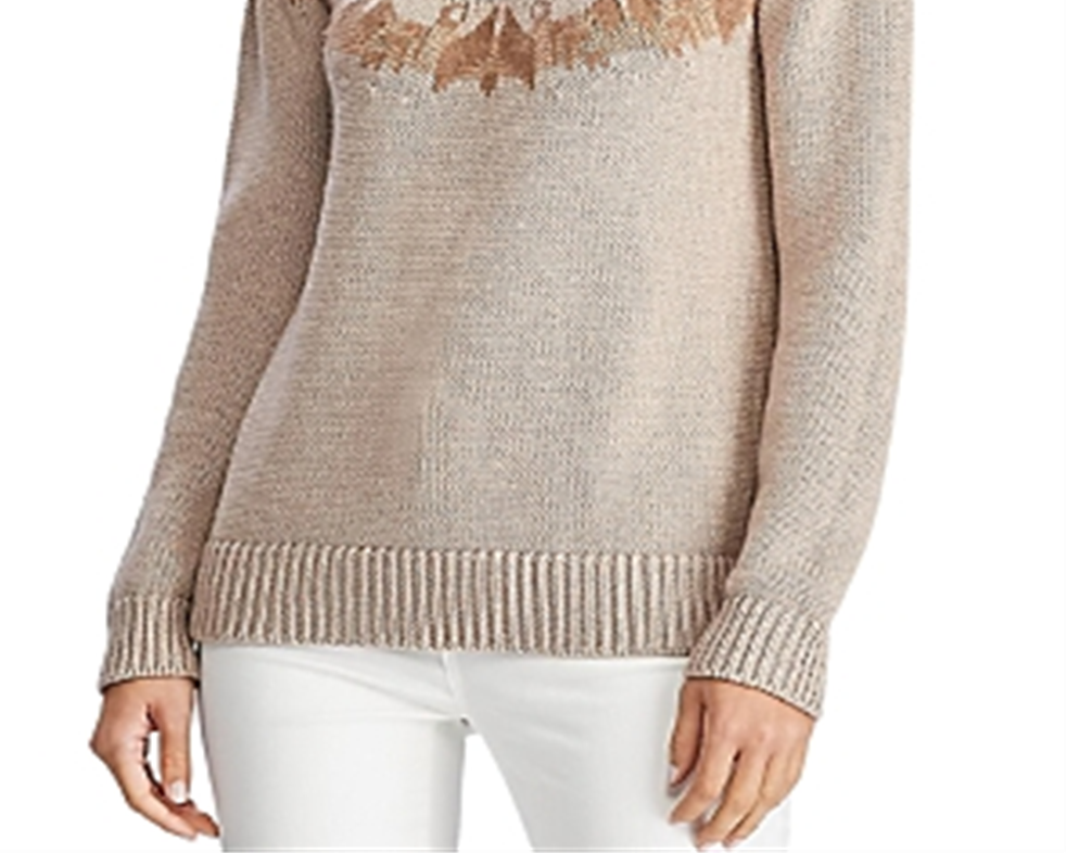 Suéter Ralph Lauren Fair Isle Gola Alta Feminino Marrom Tamanho XS