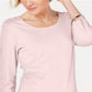 Blusa feminina Karen Scott de algodão com decote redondo, rosa, tamanho GG