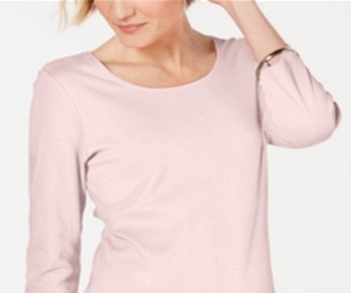Blusa feminina Karen Scott de algodão com decote redondo, rosa, tamanho GG