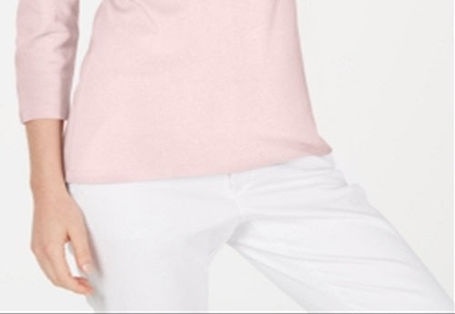 Blusa feminina Karen Scott de algodão com decote redondo, rosa, tamanho GG