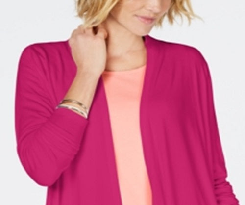Karen Scott Cardigan drapeado com frente aberta, rosa, tamanho M, feminino