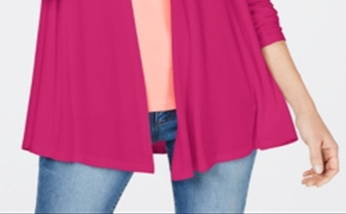 Karen Scott Cardigan drapeado com frente aberta, rosa, tamanho M, feminino